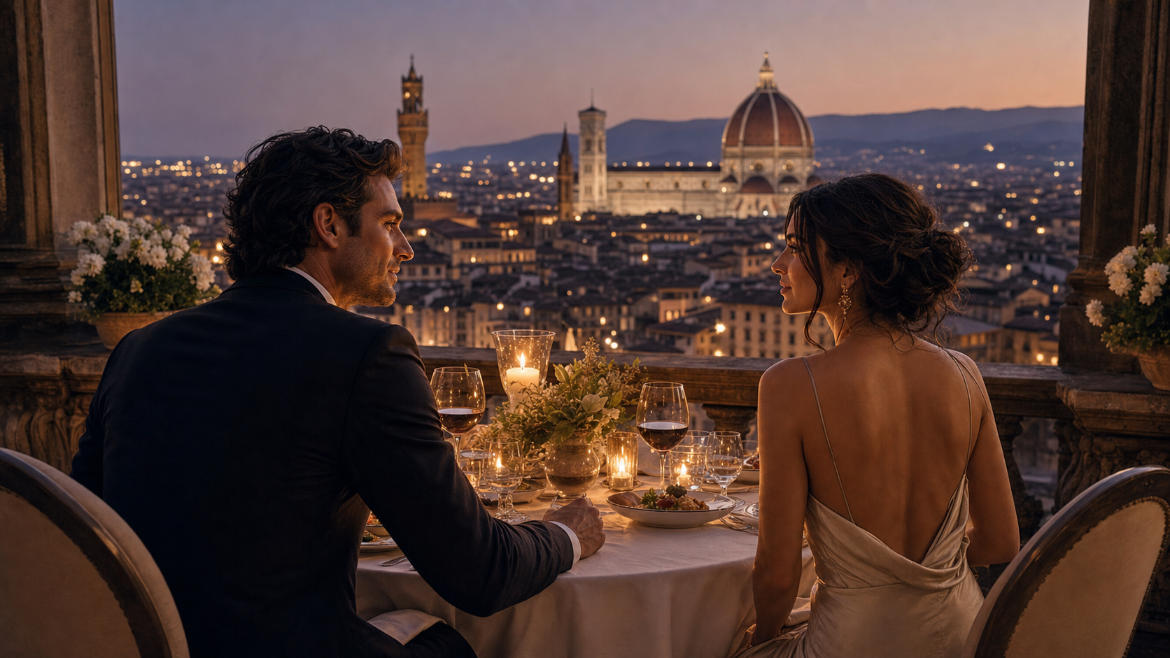 Candlelit romantic dinner in Florence