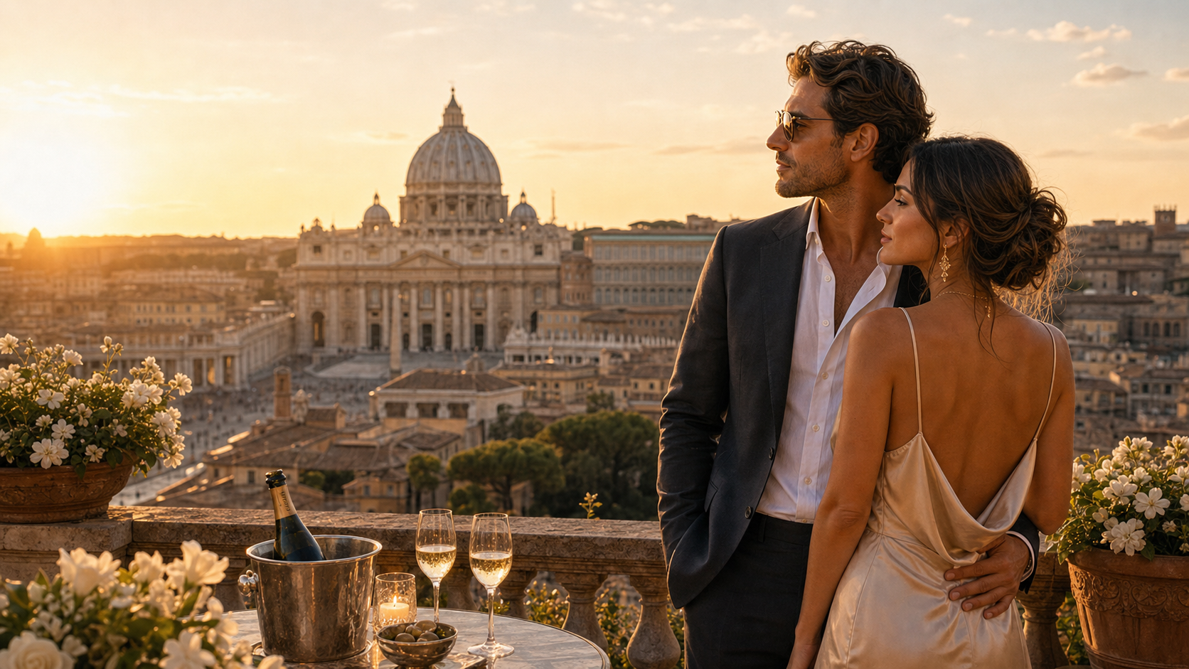 Vatican City honeymoon and wedding anniversary terrace view